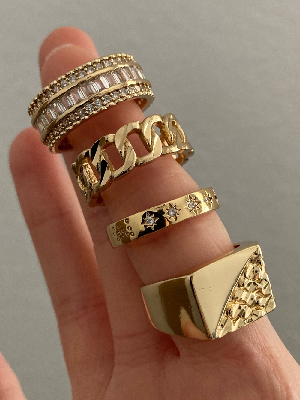CHILD OF WILD SZ8 Ring SET Gold Stackable layering cocktail Rings Gold Set New